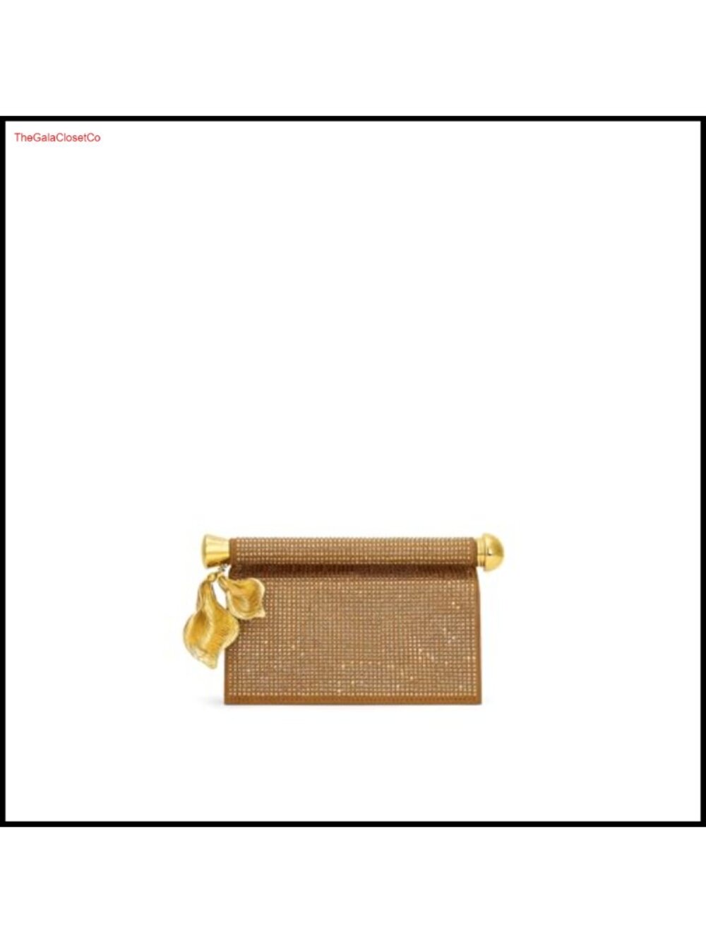 Embellished Faux Suede Clutch with Metal Pendant